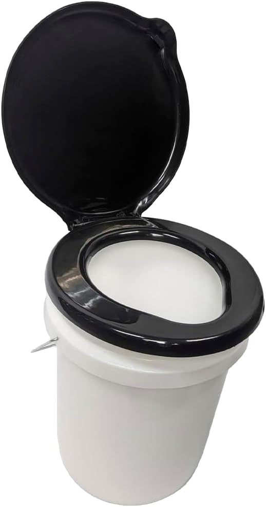 Portable Black Plastic Toilet Seat Lids, Fits a 5 Gallon Bucket