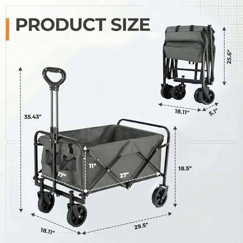 Collapsible Wagon with All-Terrain Wheels & Drink Holders