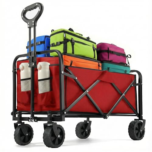 Collapsible Wagon with All-Terrain Wheels & Drink Holders