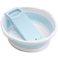 Collapsible Washboard Basin for Hand Washing Clothes, Non-Slip Washtub with Integrated Washboard