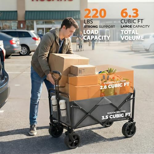 Collapsible Wagon with All-Terrain Wheels & Drink Holders