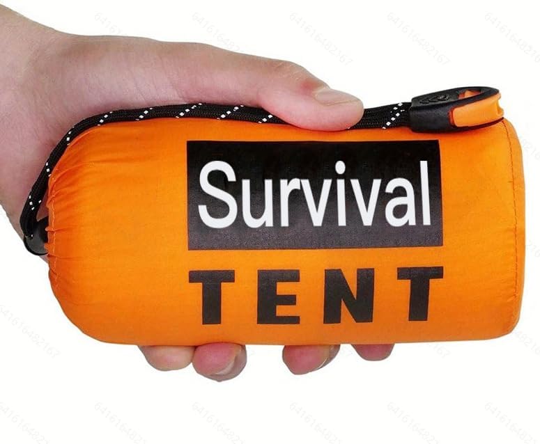 Emergency 2-Person Orange & Gray Survival Tent with Whistle & Paracord