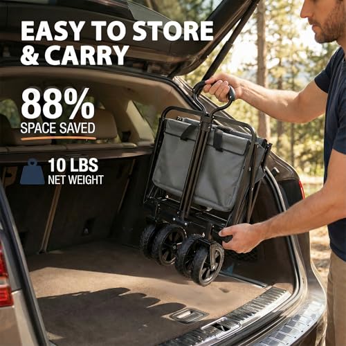 Collapsible Wagon with All-Terrain Wheels & Drink Holders