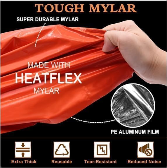 Emergency 2-Person Orange & Gray Survival Tent with Whistle & Paracord