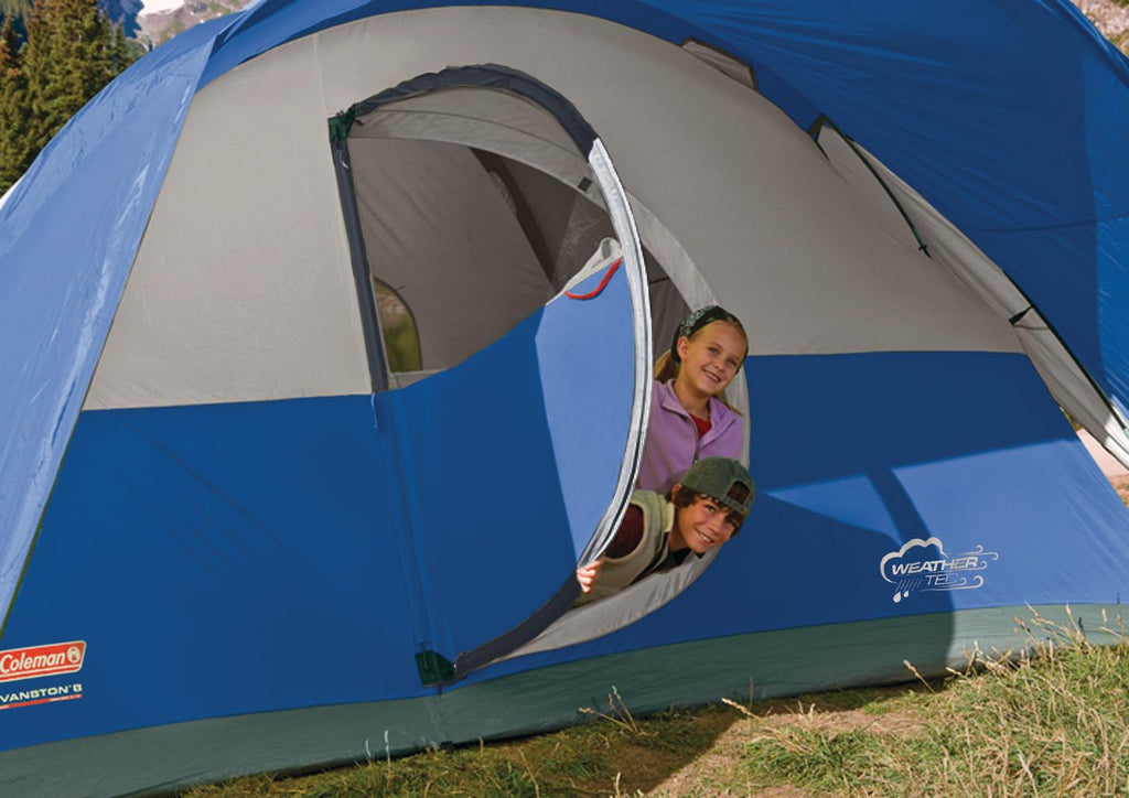 Coleman Montana 8-Person Camping Tent with Rainfly, Weatherproof Family Tent Sets Up in 15 Mins, Fits Multiple Airbeds