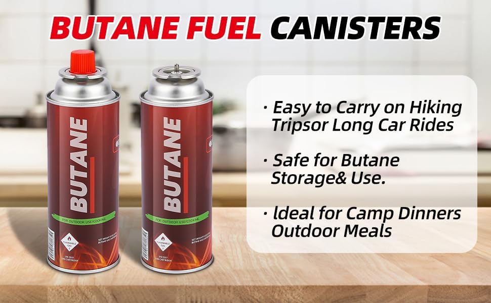Pack of 4 Butane Fuel Cylinders for Portable Stove