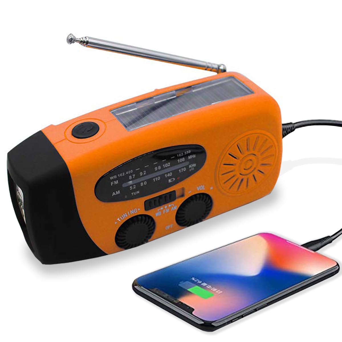 Emergency Weather AM FM Hand Crank Wind up Radio with SOS, 2000mAh Led Flashlight