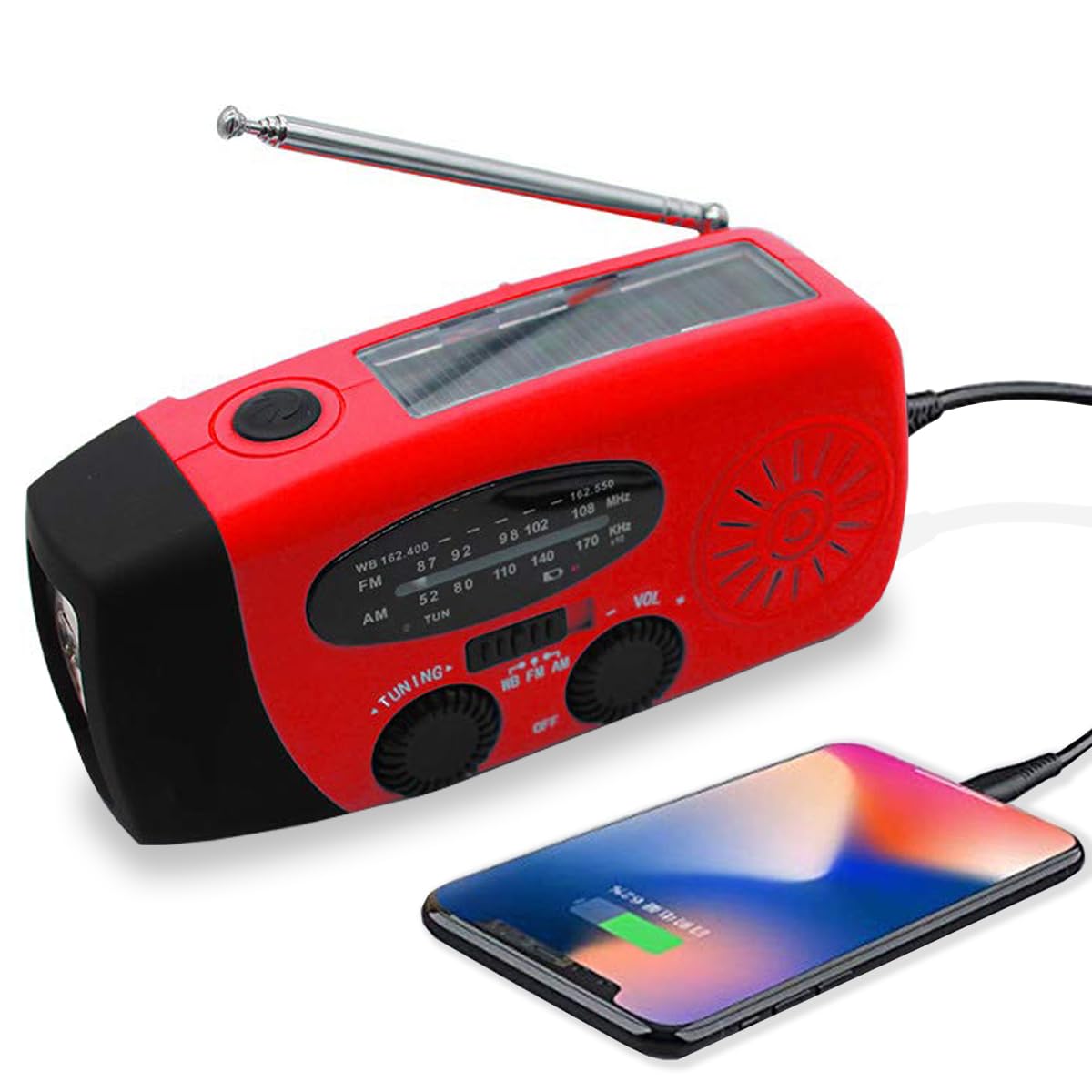 Emergency Weather AM FM Hand Crank Wind up Radio with SOS, 2000mAh Led Flashlight