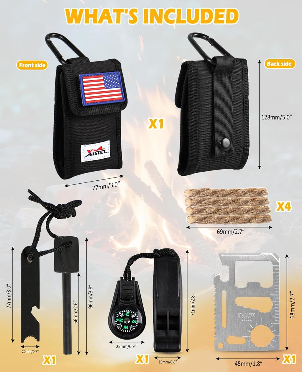 5 in 1 Ferro Rod Fire Starter Kit