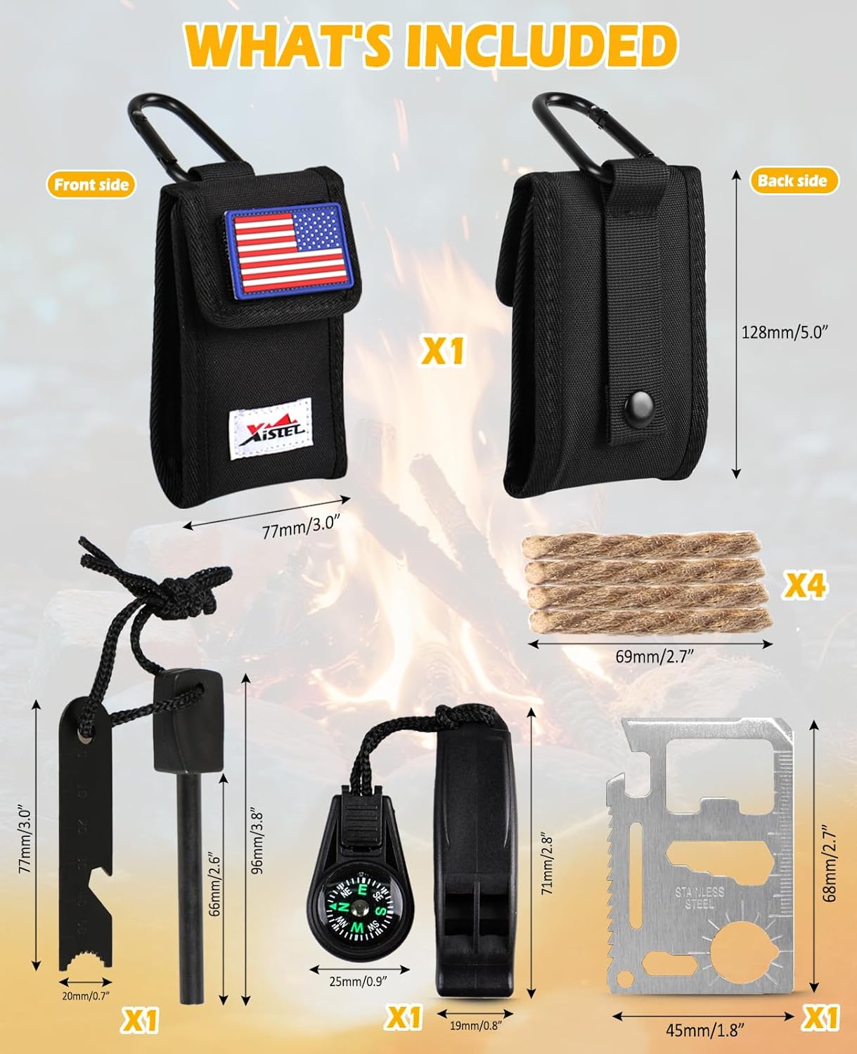 5 in 1 Ferro Rod Fire Starter Kit