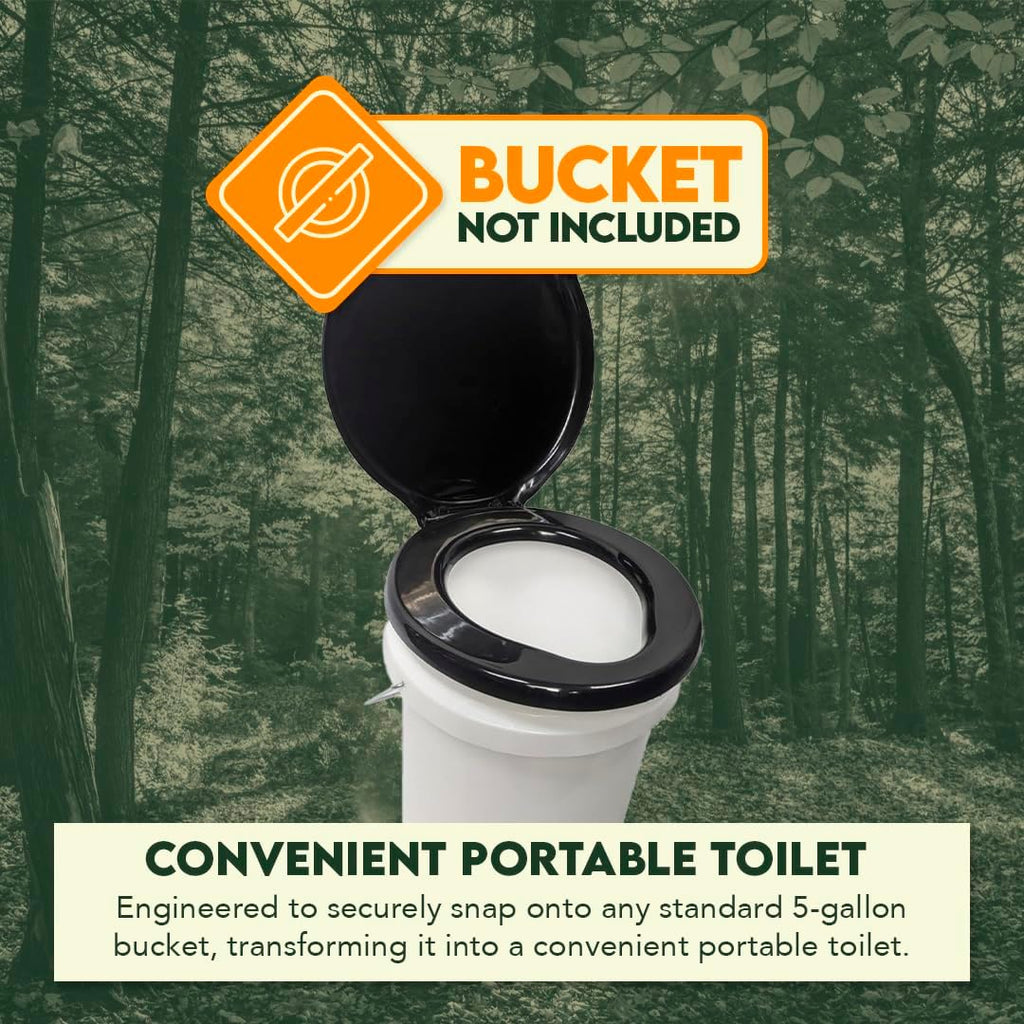 Portable Black Plastic Toilet Seat Lids, Fits a 5 Gallon Bucket