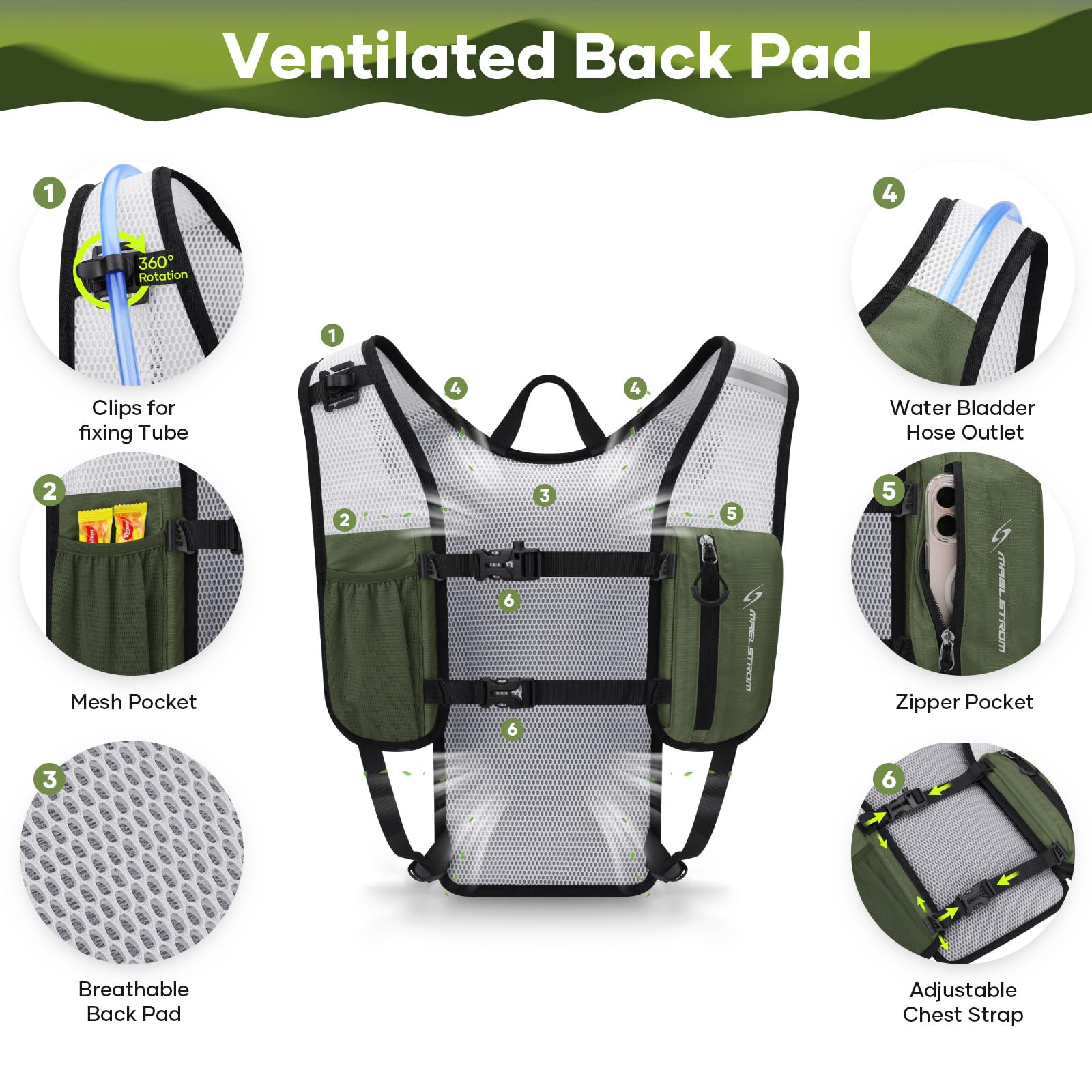 Hydration Vest,  Hiking Backpack with 2L Water Bladder