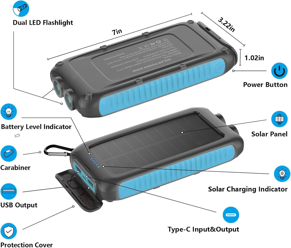 Solar Charger Power Bank 15W Waterproof