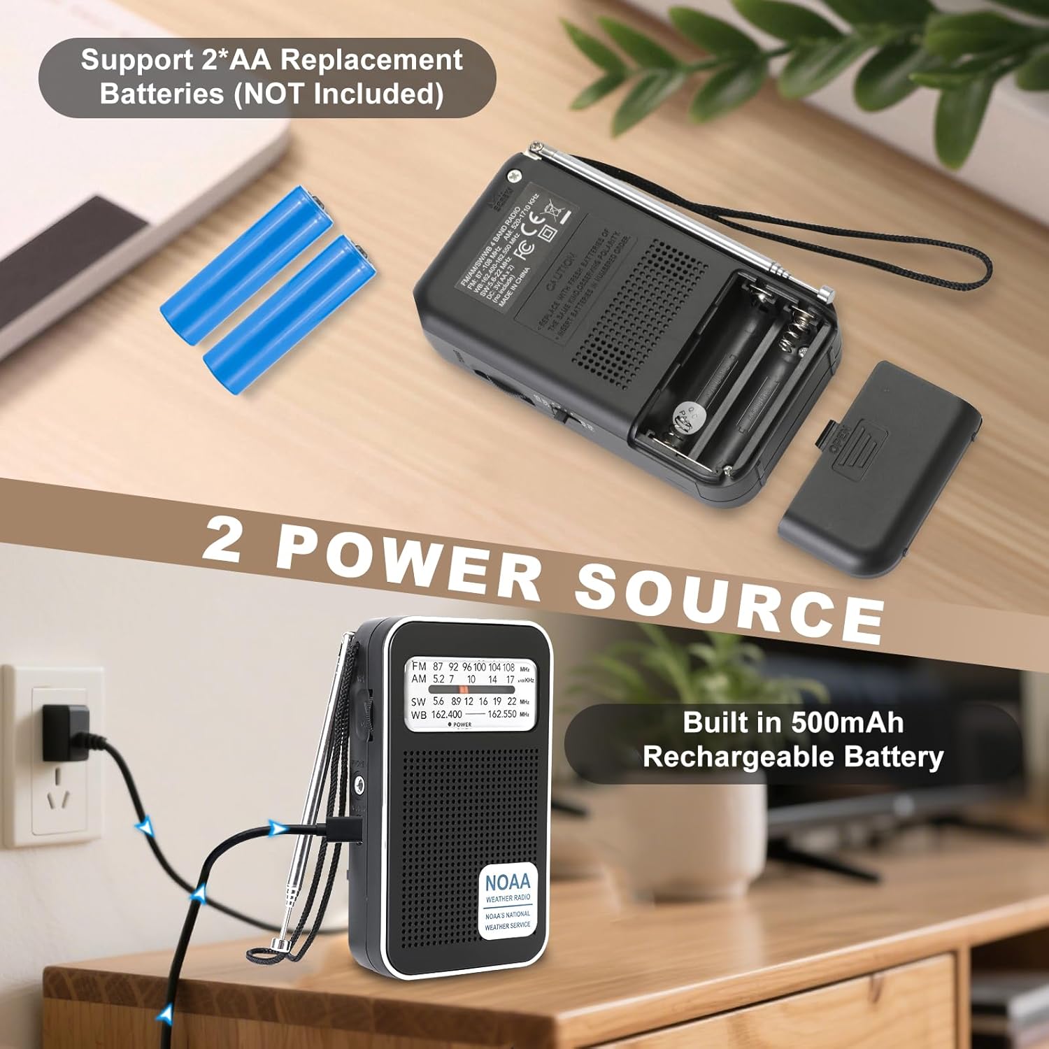 Portable Battery Operated Transistor Radios, NOAA Weather Emergency Radio