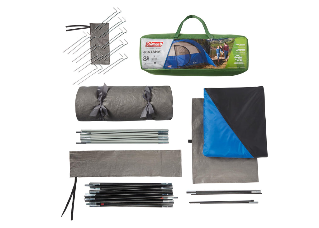 Coleman Montana 8-Person Camping Tent with Rainfly, Weatherproof Family Tent Sets Up in 15 Mins, Fits Multiple Airbeds