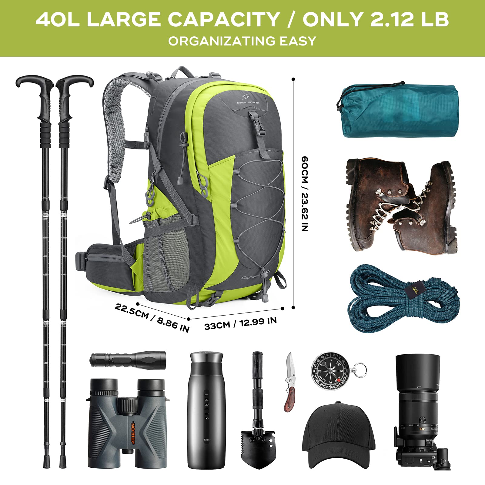 Waterproof Hiking Pack with Rain Cover