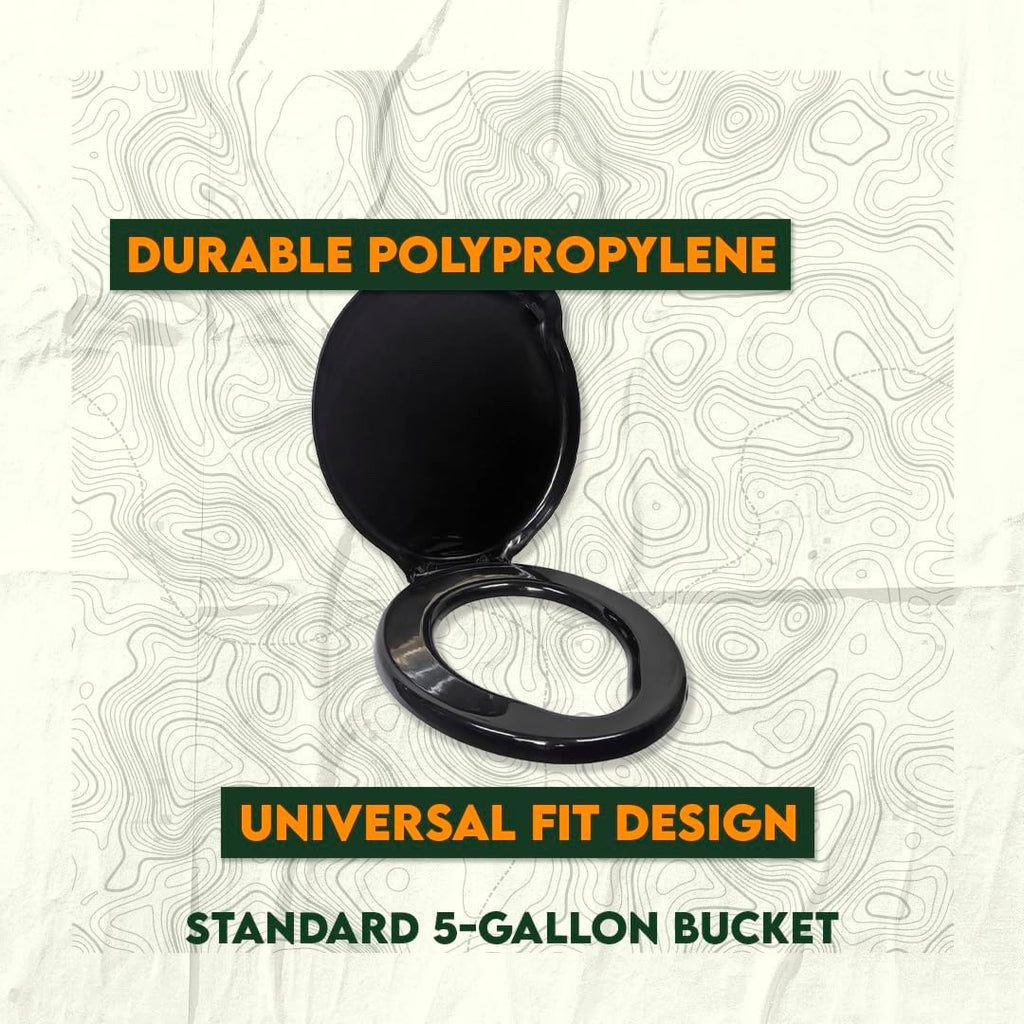 Portable Black Plastic Toilet Seat Lids, Fits a 5 Gallon Bucket