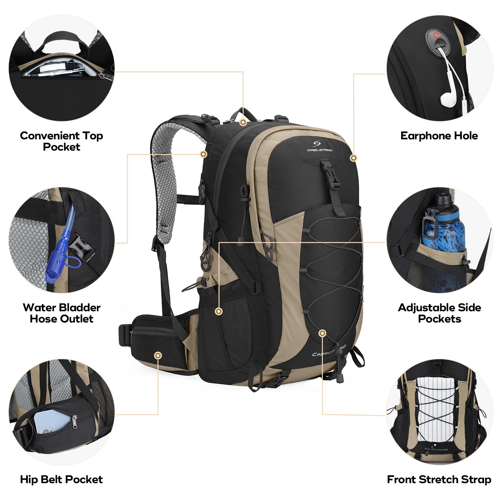 Waterproof Hiking Pack with Rain Cover