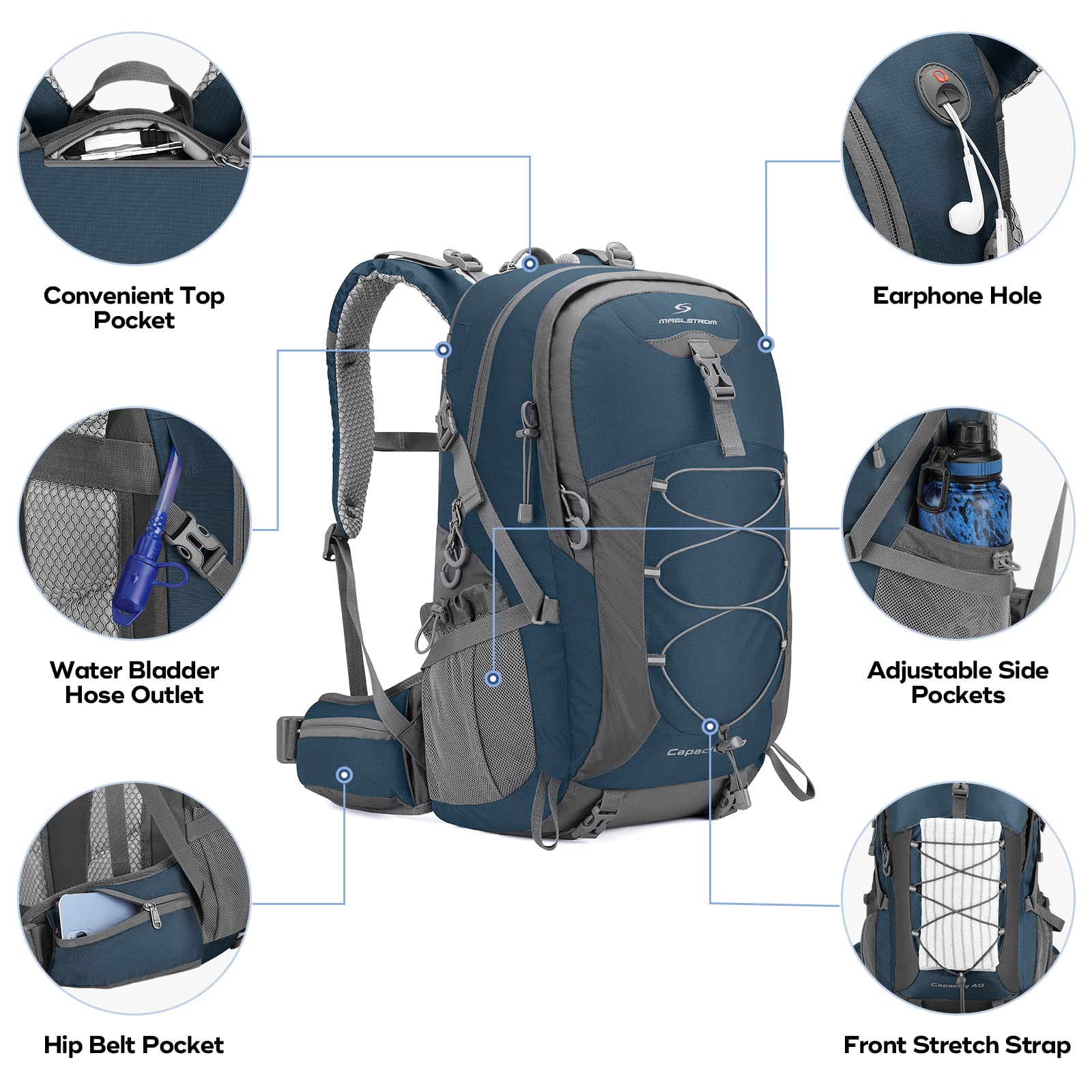 Waterproof Hiking Pack with Rain Cover