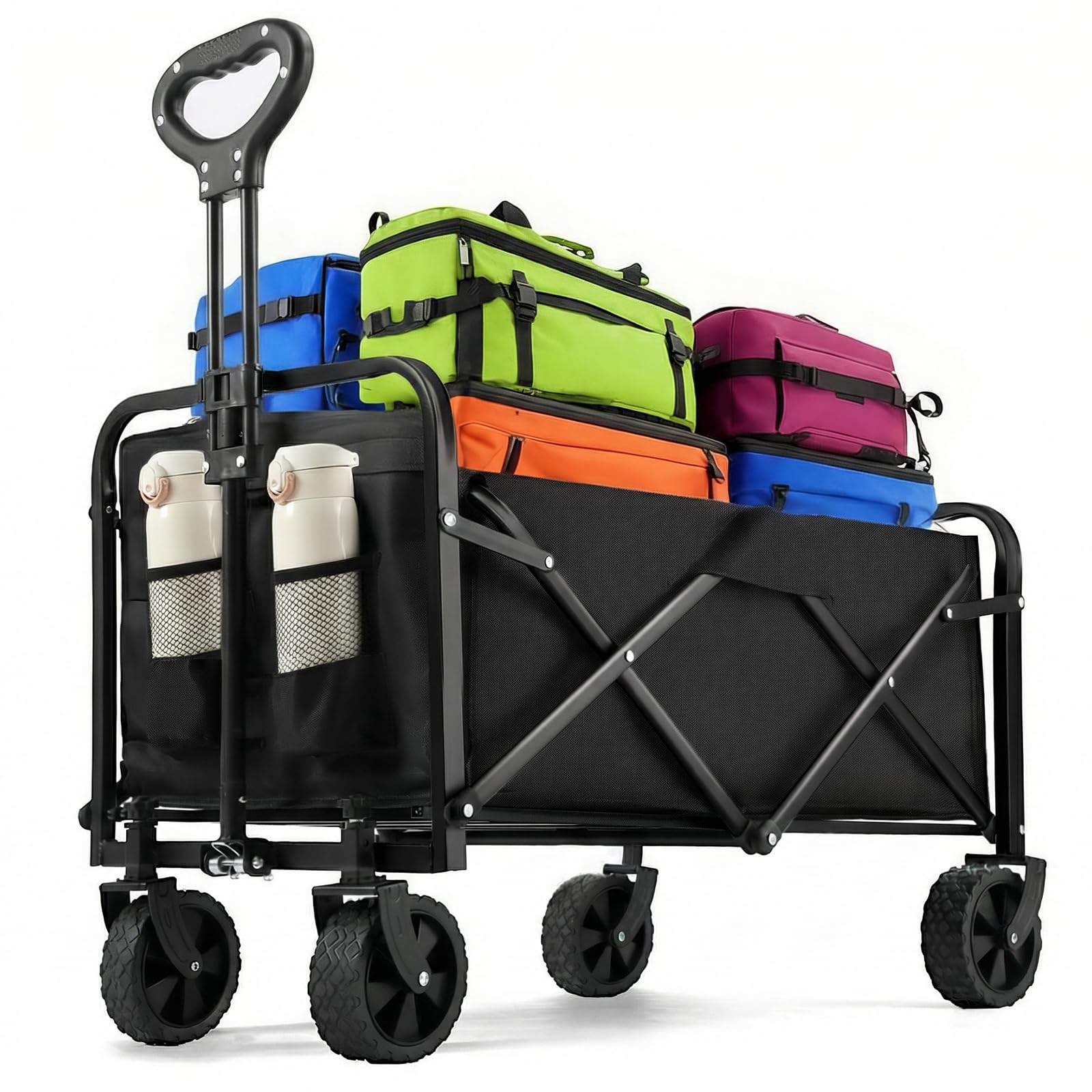 Collapsible Wagon with All-Terrain Wheels & Drink Holders