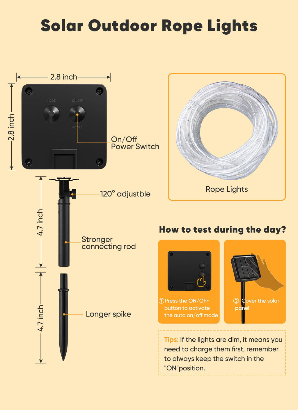 Brightown Solar Rope Lights, 39FT
