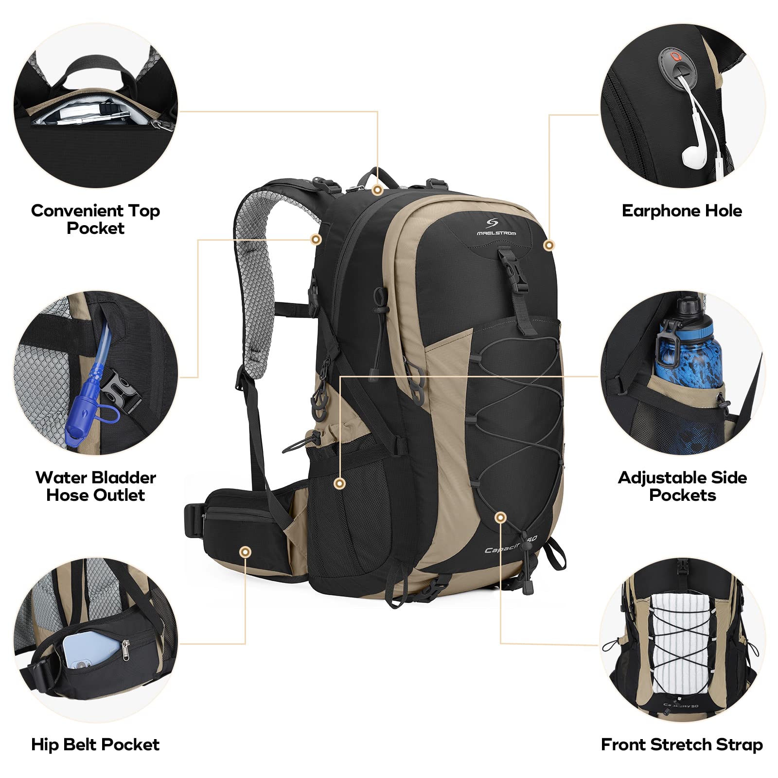 Waterproof Hiking Pack with Rain Cover