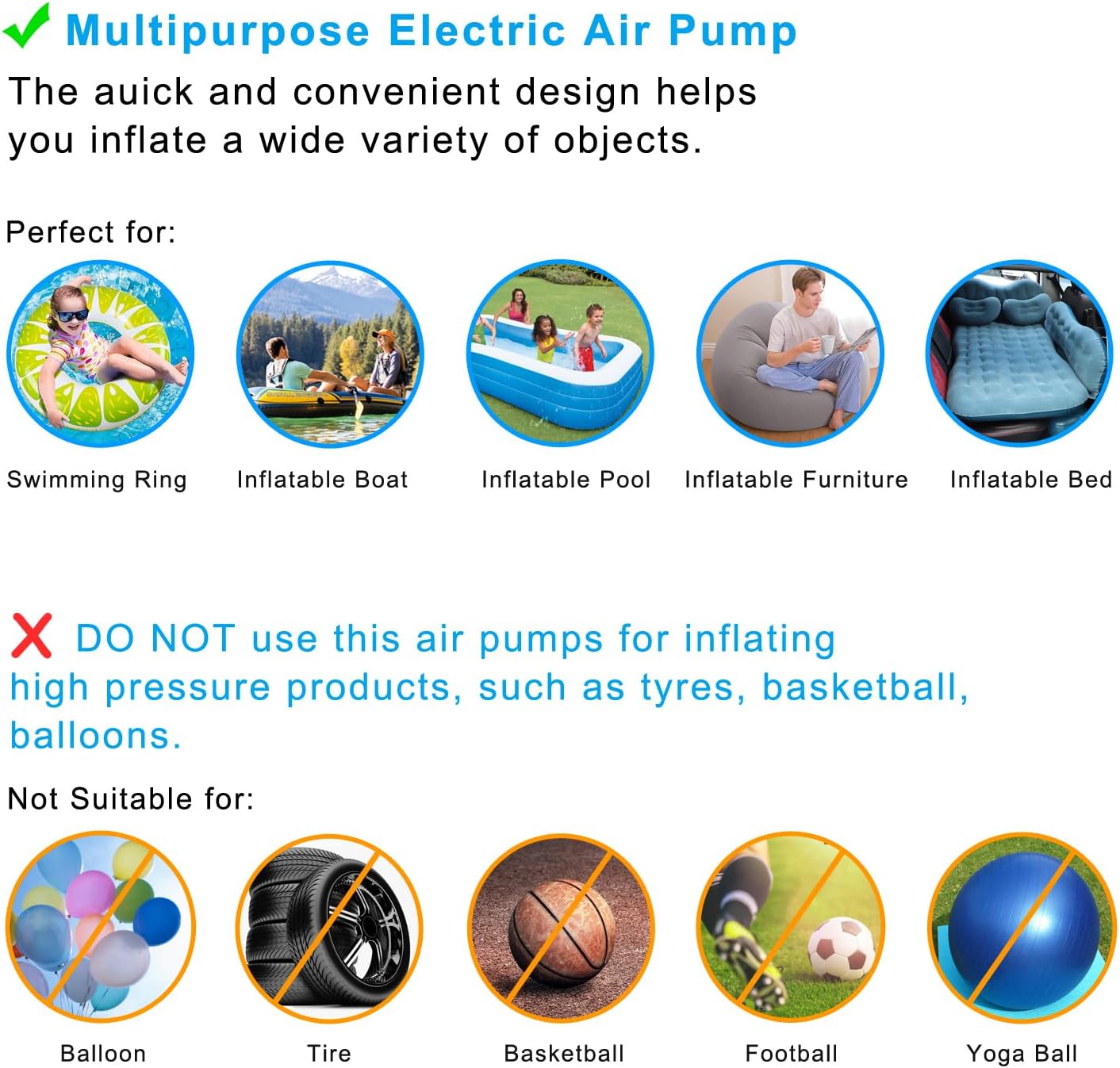 Newpol Inflatable Bed Pump, Electric Air Pump (AC110-240V/DC12V）