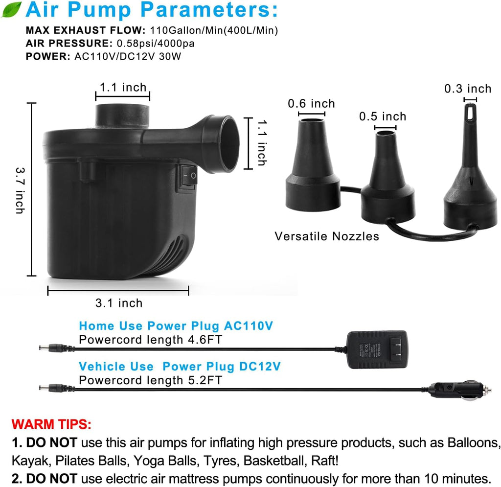 Newpol Inflatable Bed Pump, Electric Air Pump (AC110-240V/DC12V）