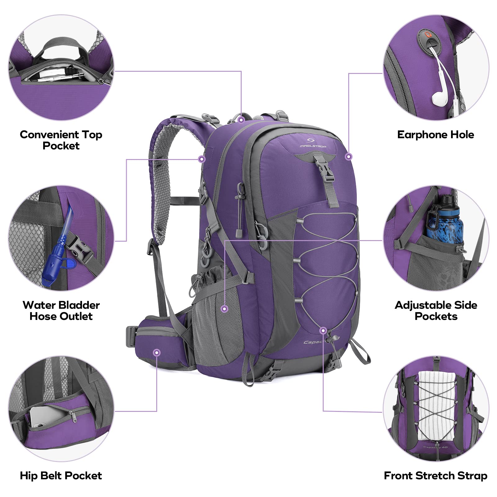 Waterproof Hiking Pack with Rain Cover