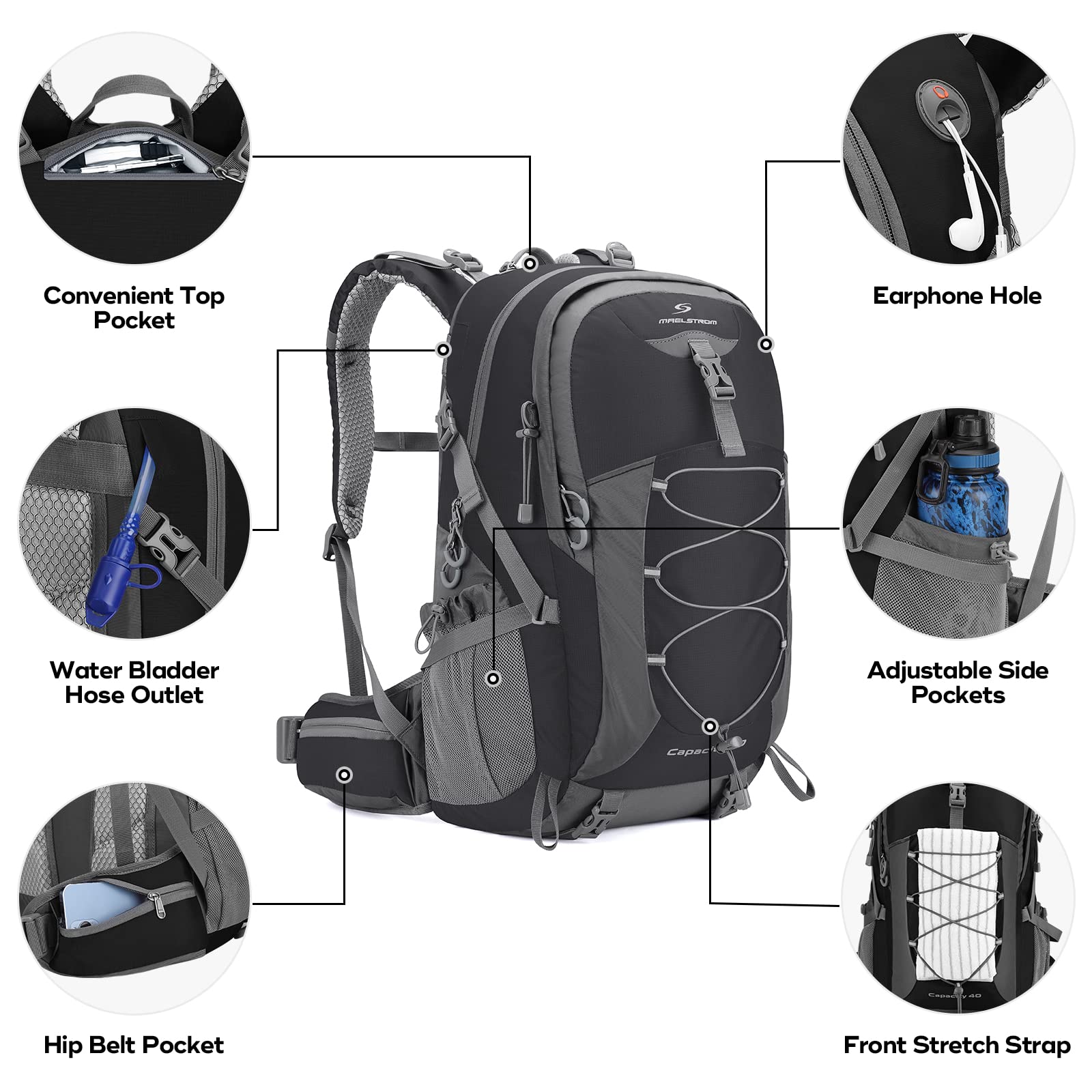 Waterproof Hiking Pack with Rain Cover
