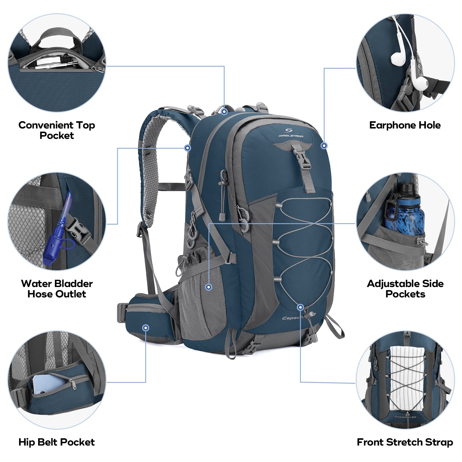 Waterproof Hiking Pack with Rain Cover
