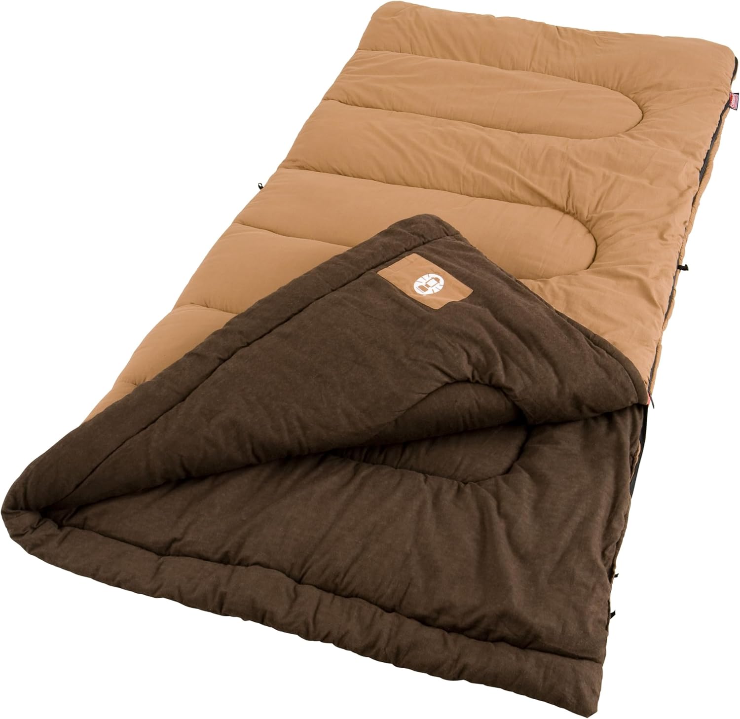 Coleman Dunnock 20°F Big ‘n Tall Sleeping Bag, Cold-Weather Sleeping Bag Fits Adults up to 6ft 4in, Machine Washable, Flannel Liner