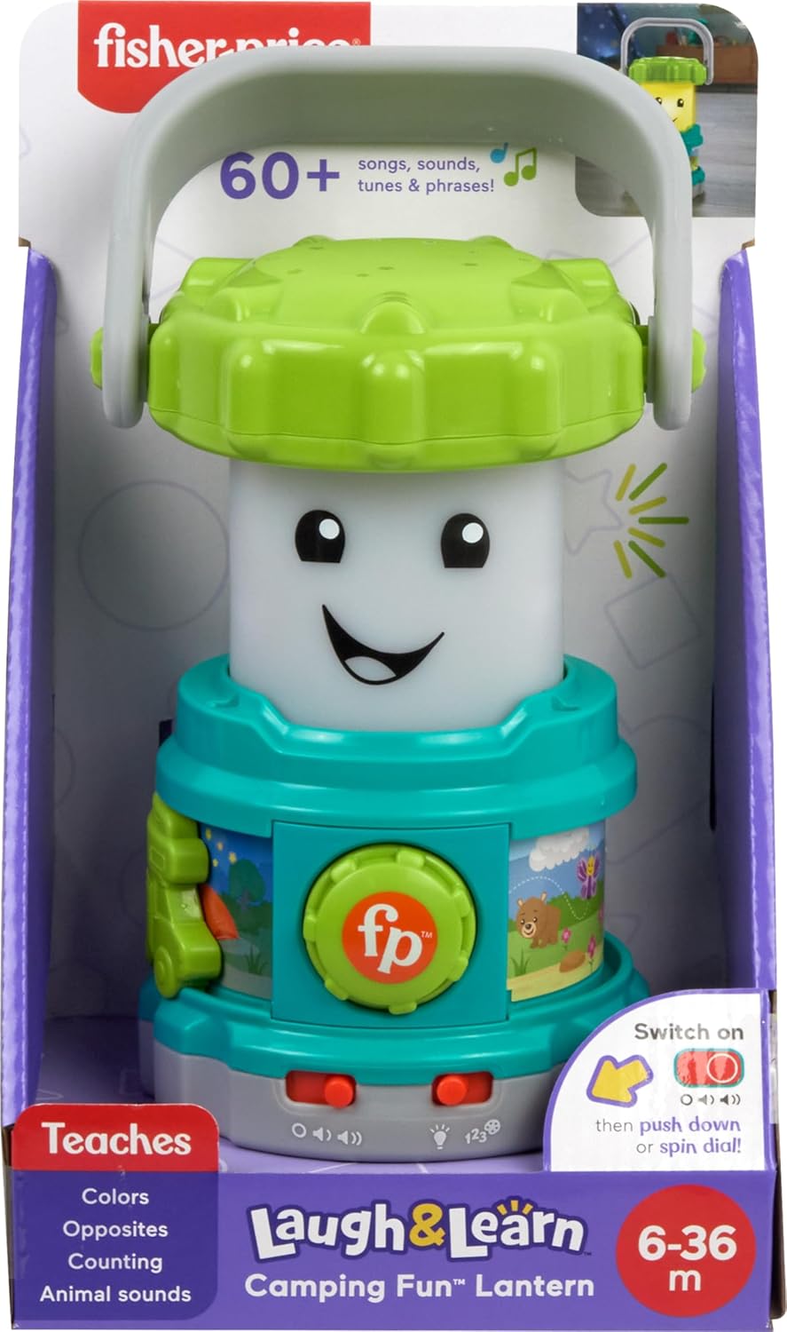 Fisher-Price Baby Learning Toy Laugh & Learn Camping Fun Lantern, Pretend Camping Gear with Lights & Music for Infants Ages 6+ Months