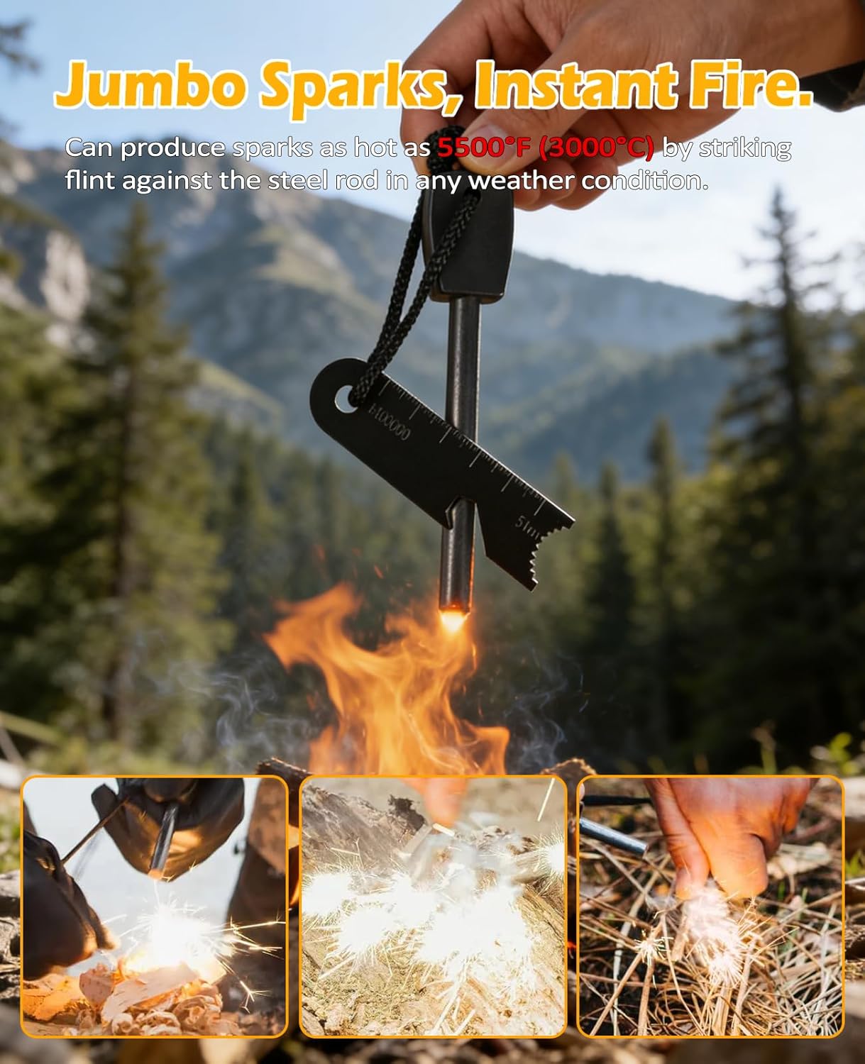 5 in 1 Ferro Rod Fire Starter Kit