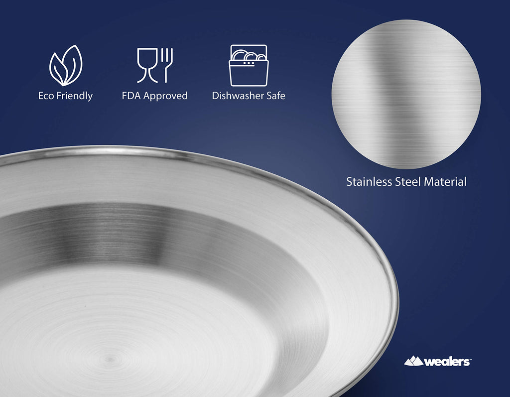 Stainless Steel Plates and Bowls Camping Set Incl. Travel Bag