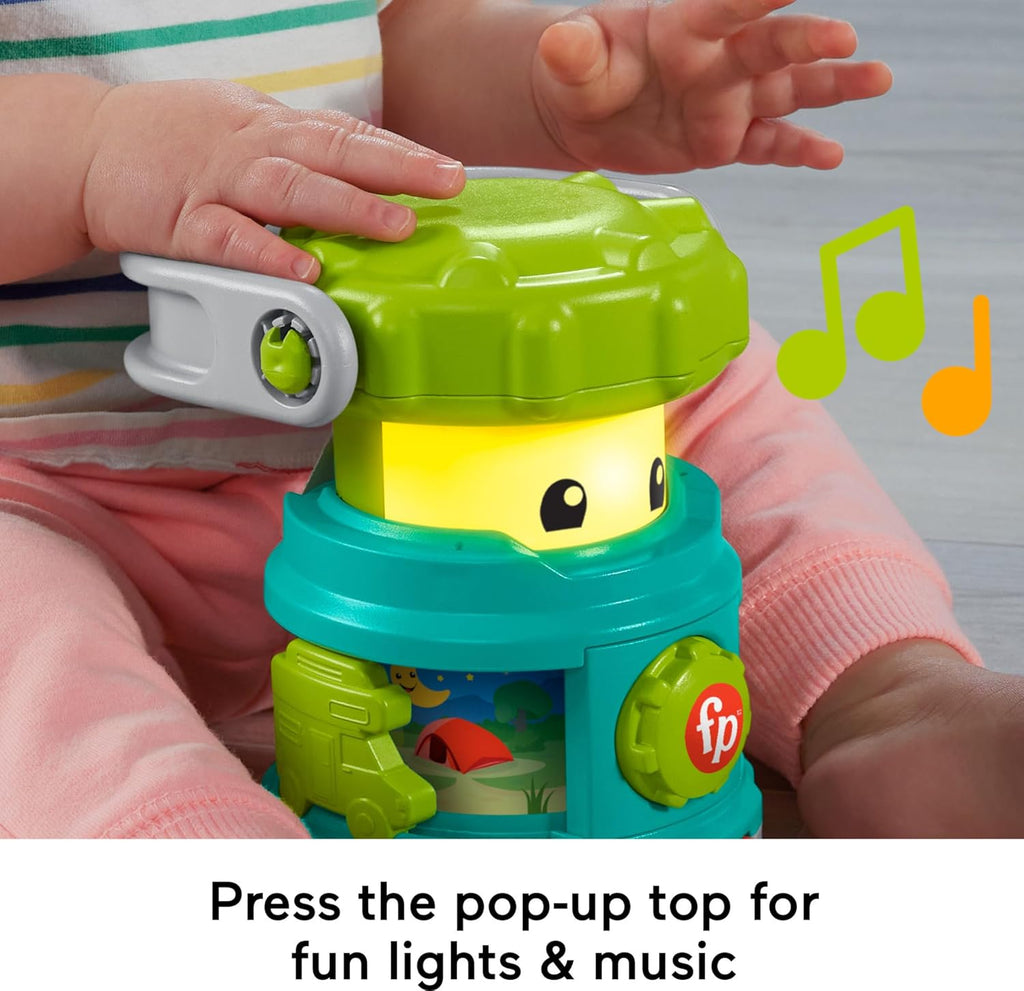 Fisher-Price Baby Learning Toy Laugh & Learn Camping Fun Lantern, Pretend Camping Gear with Lights & Music for Infants Ages 6+ Months