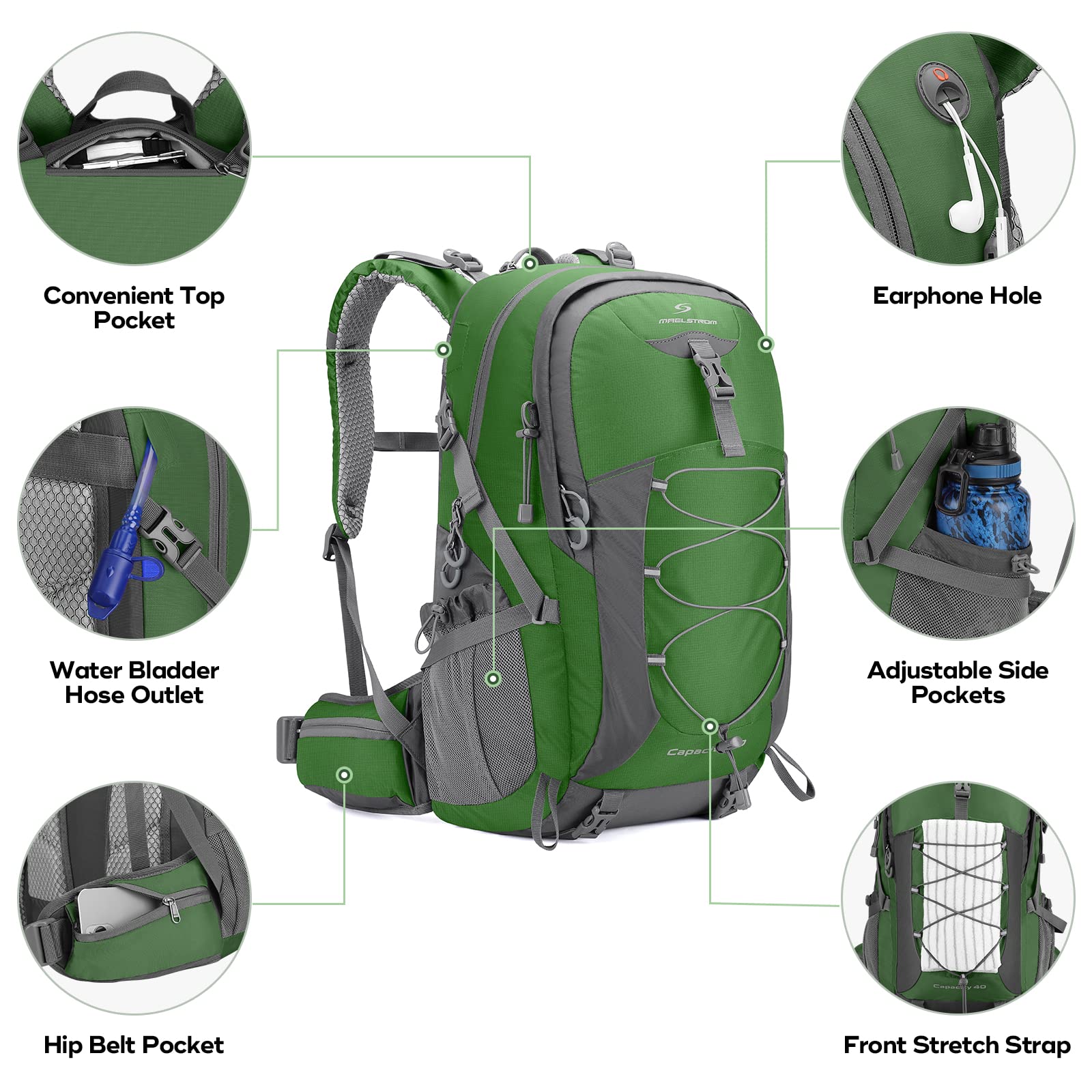 Waterproof Hiking Pack with Rain Cover