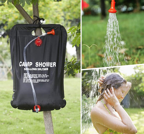 5 Gallons/20L Camping Shower Bag, Portable Shower Bag with Removable Hose and On-Off Switchable