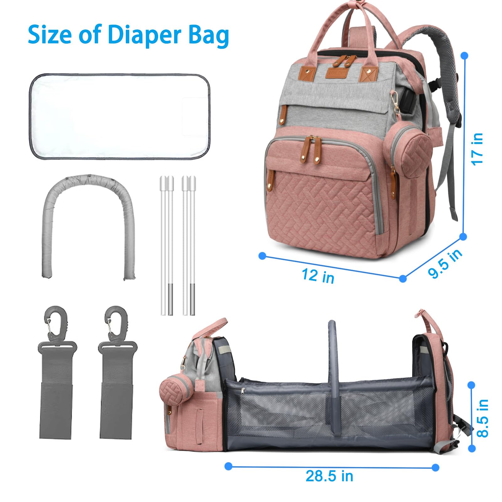 Baby Diaper Bags with Changing Station, Waterproof