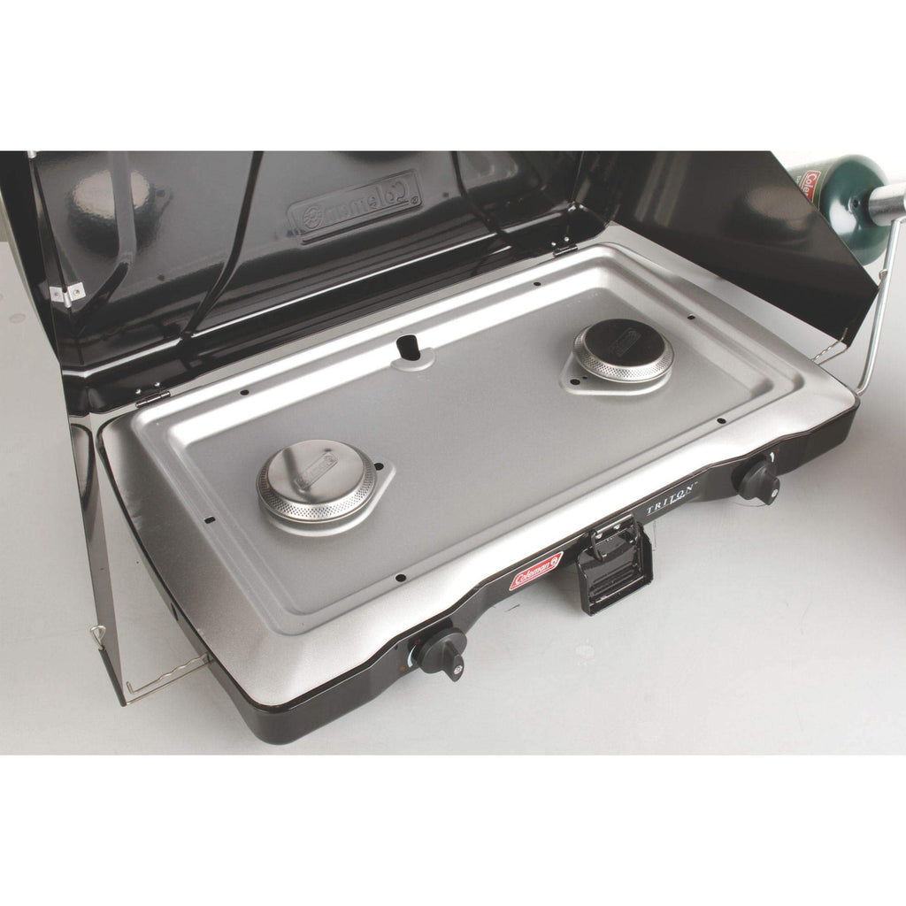 Coleman Triton 2-Burner Propane Stove, Portable Camping Cooktop with 2 Adjustable Burners & Wind Guards