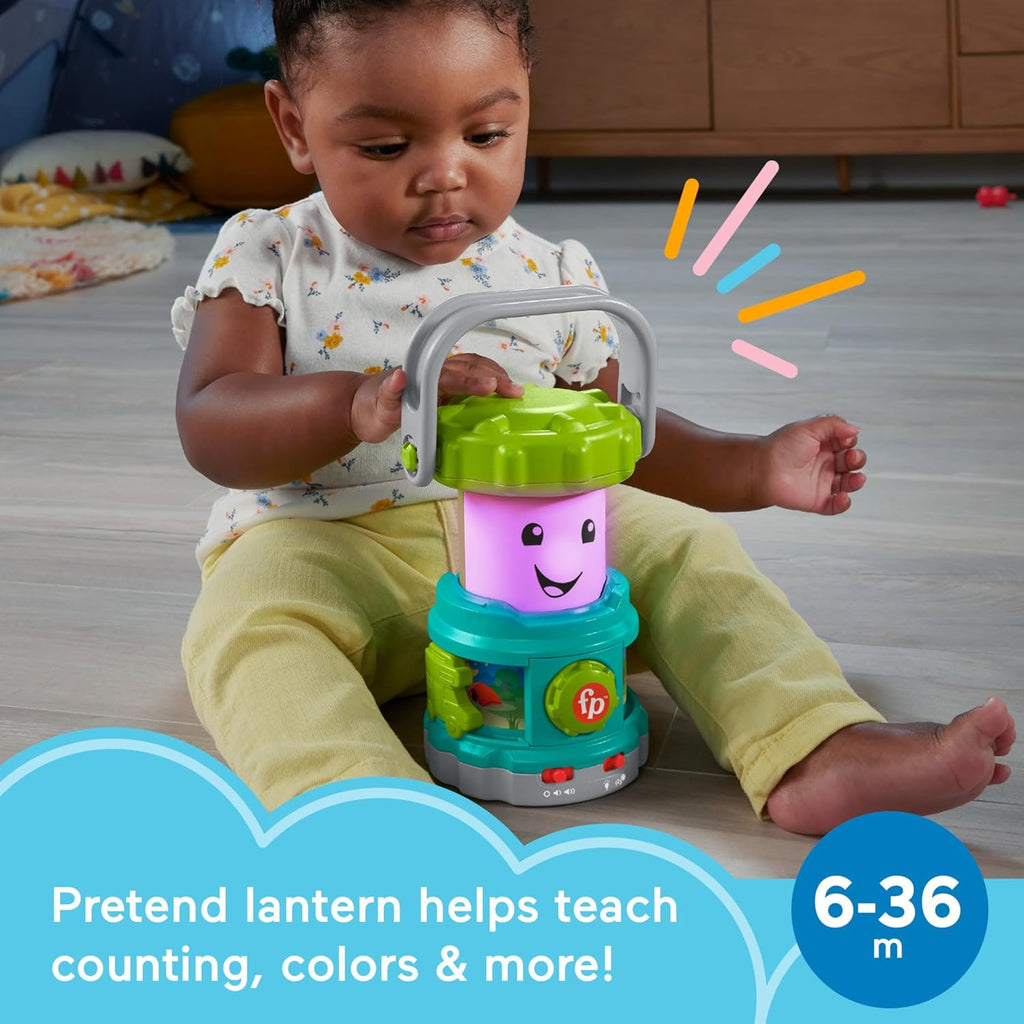Fisher-Price Baby Learning Toy Laugh & Learn Camping Fun Lantern, Pretend Camping Gear with Lights & Music for Infants Ages 6+ Months