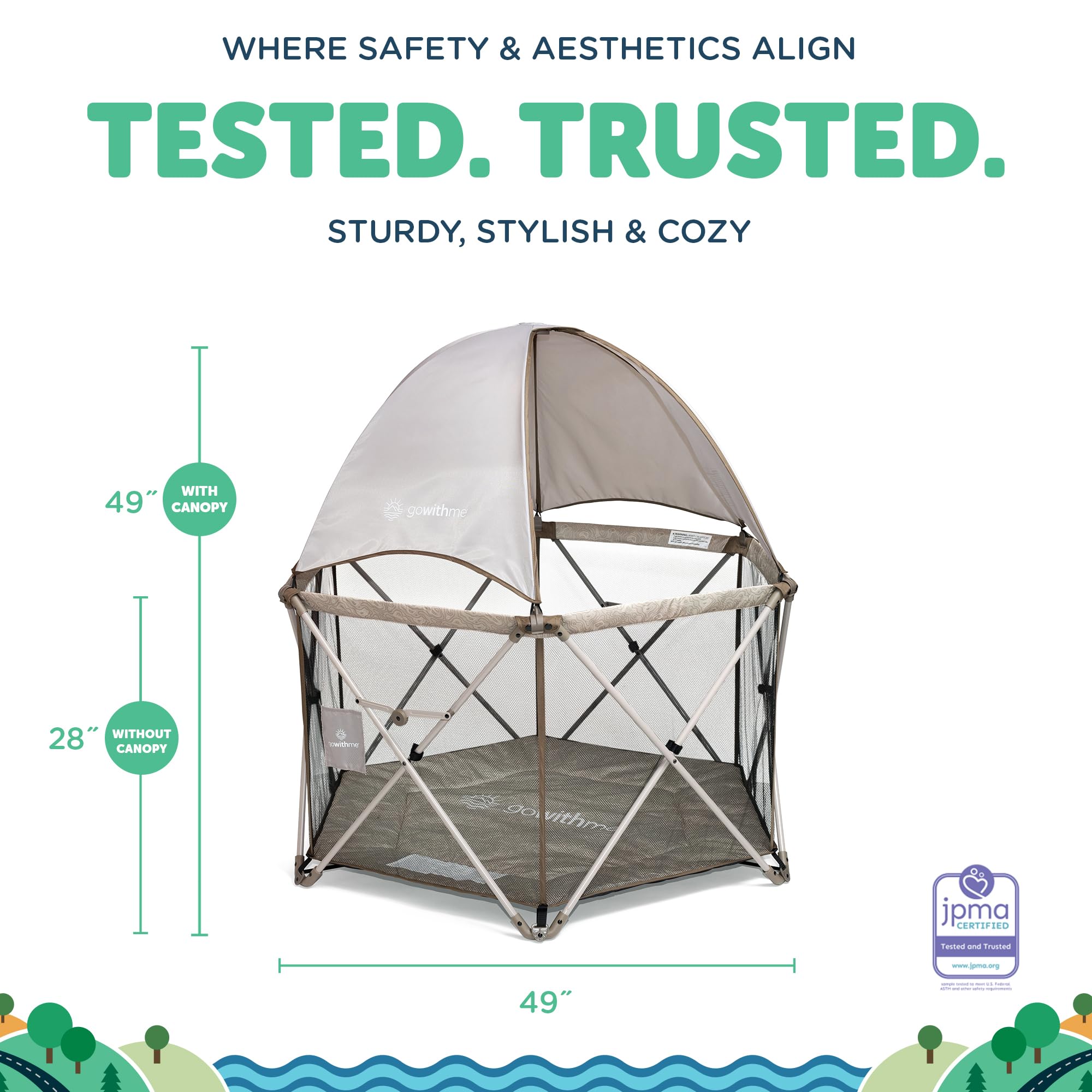 Mesh Portable Playard with Sun Canopy for Indoor and Outdoor  use