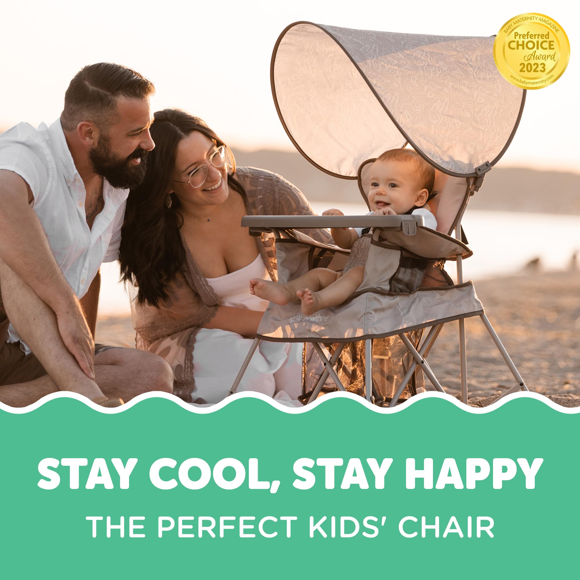 Portable Chair for Indoor and Outdoor use with Sun Canopy, 3 Child Growth Stages