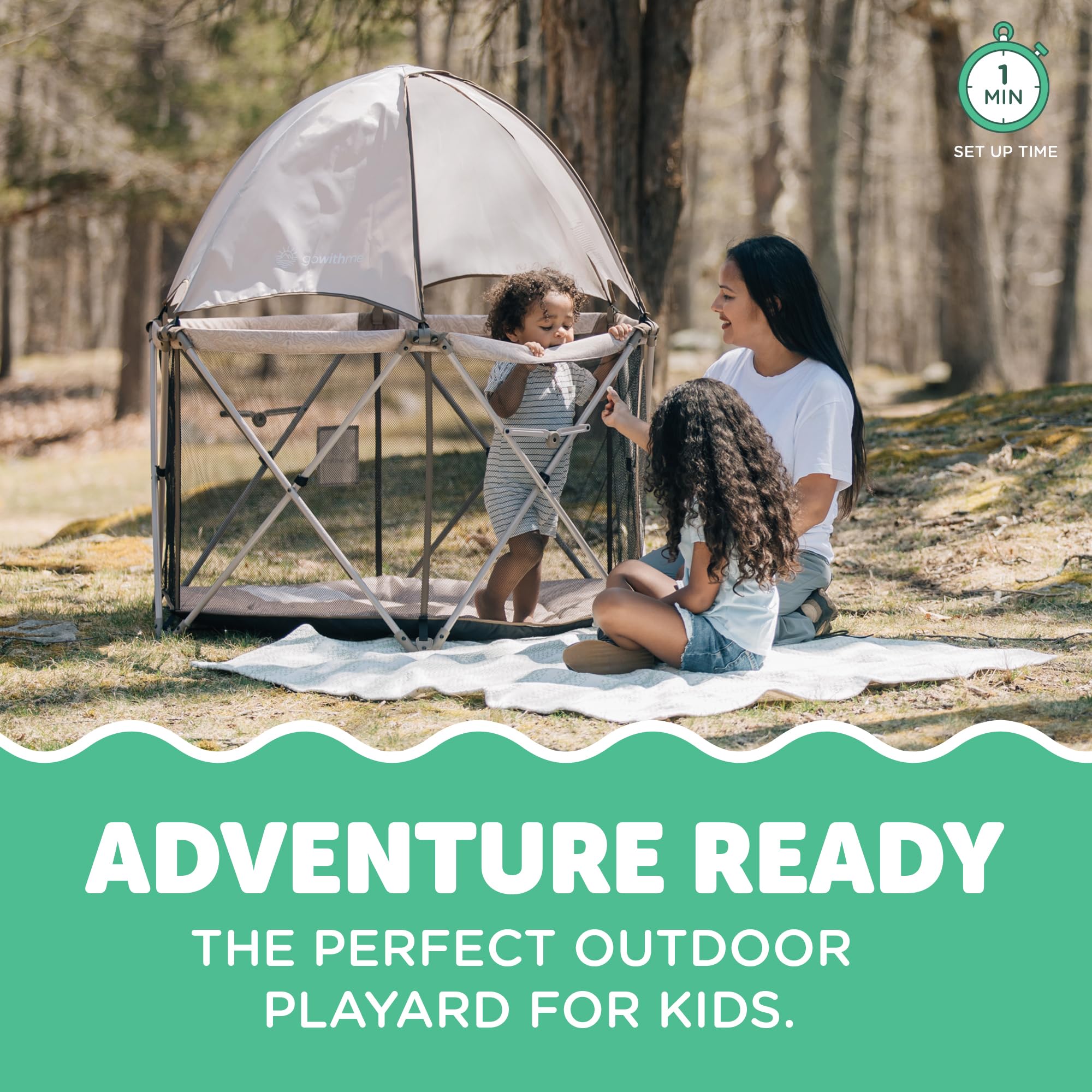 Mesh Portable Playard with Sun Canopy for Indoor and Outdoor  use