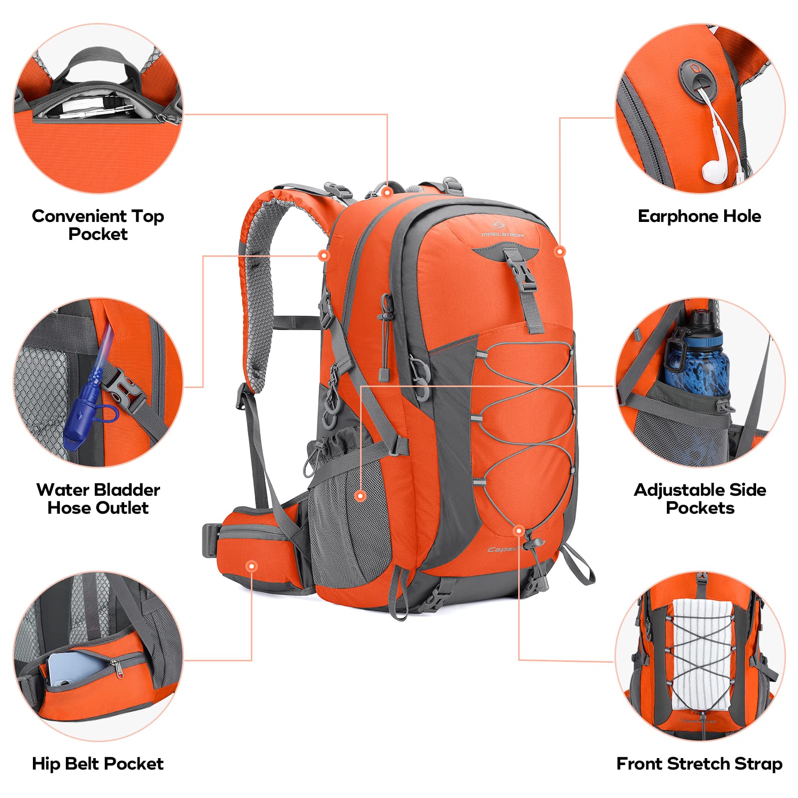 Waterproof Hiking Pack with Rain Cover