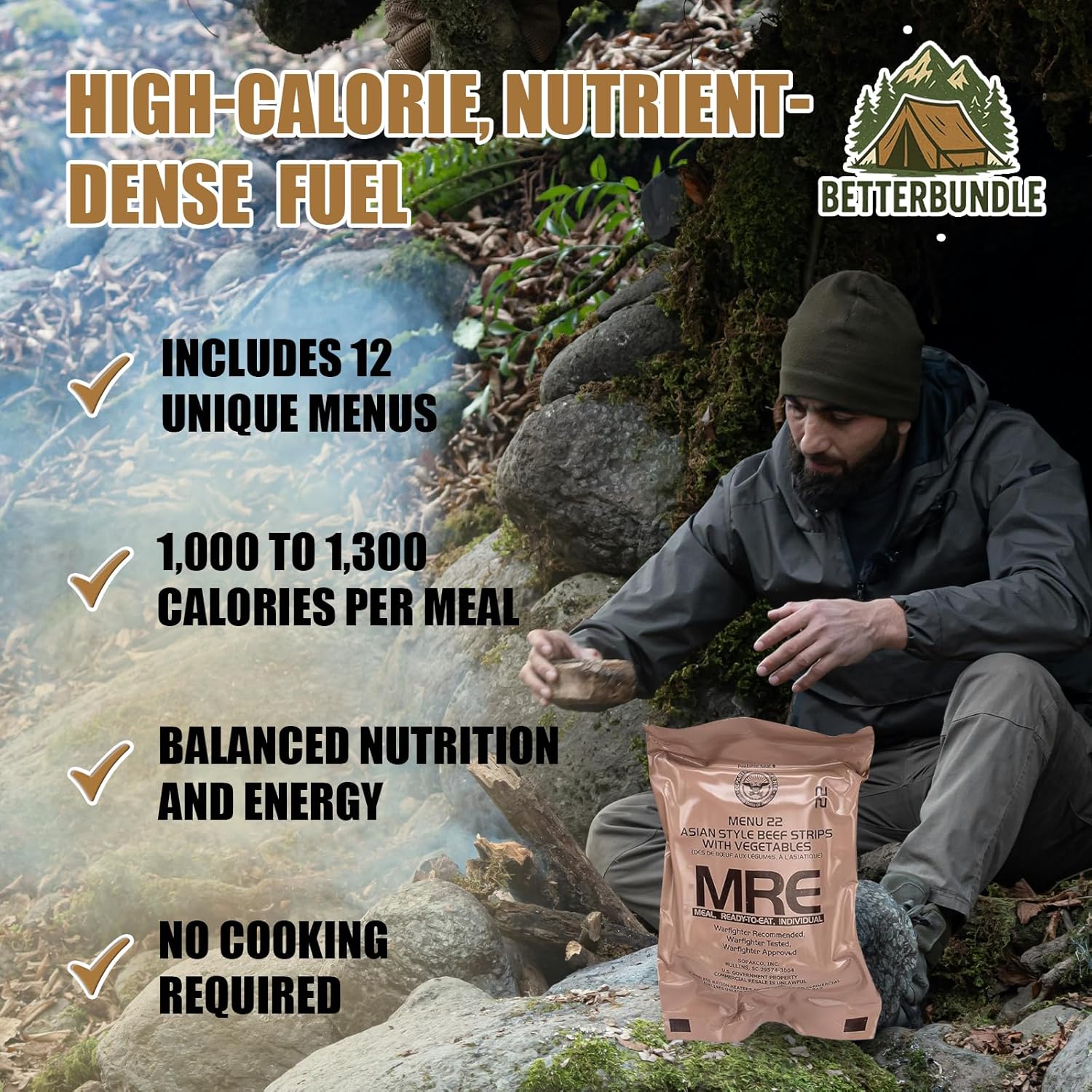 U.S. MRE Meals, Emergency Food Supply, Flameless Heater