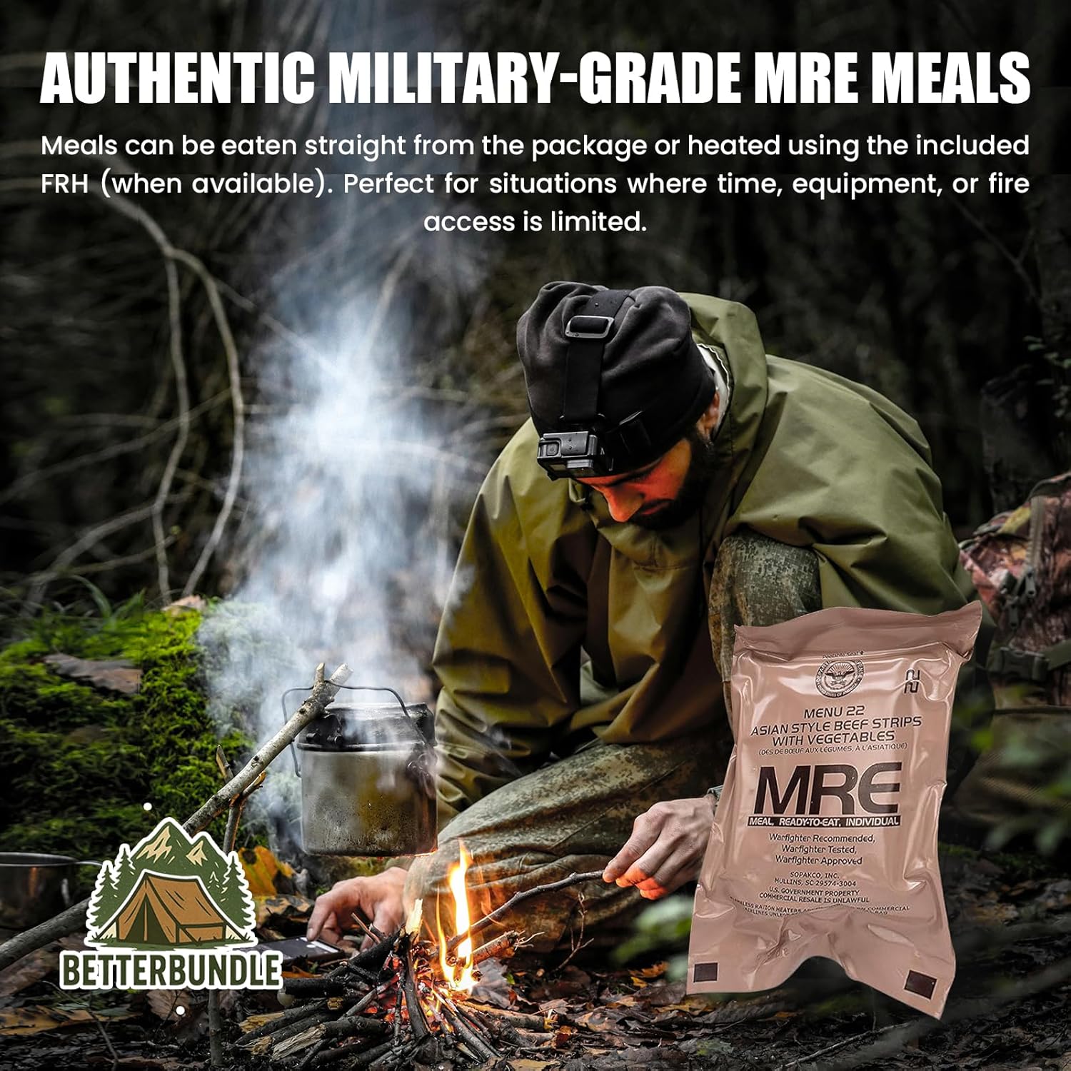 U.S. MRE Meals, Emergency Food Supply, Flameless Heater