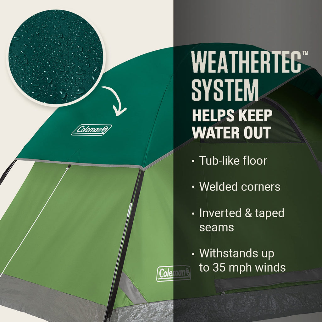 Coleman Sundome Camping Tent with Rainfly, 2/3/4/6 Person Tent Sets Up in 10 Mins, Weatherproof