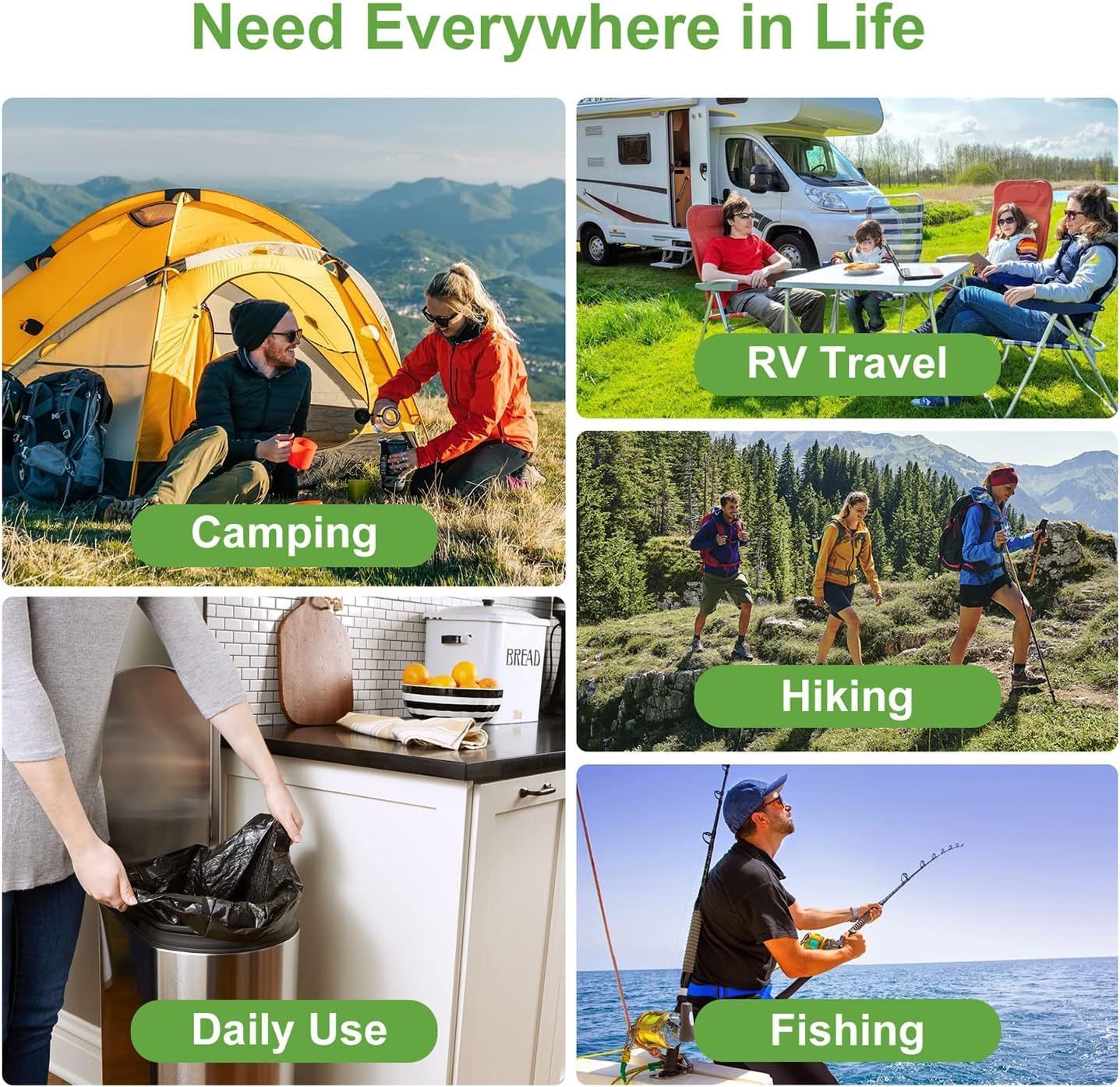 Portable Biodegradable Camping 8 Gallon Waste Bags for 5-8 Gallon Bucket Toilet