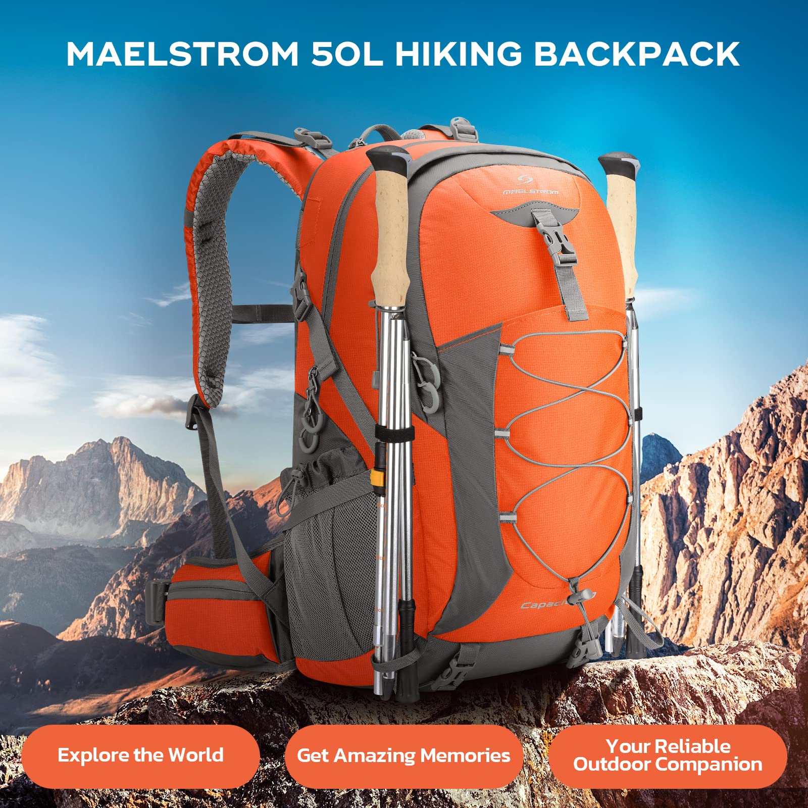 Waterproof Hiking Pack with Rain Cover